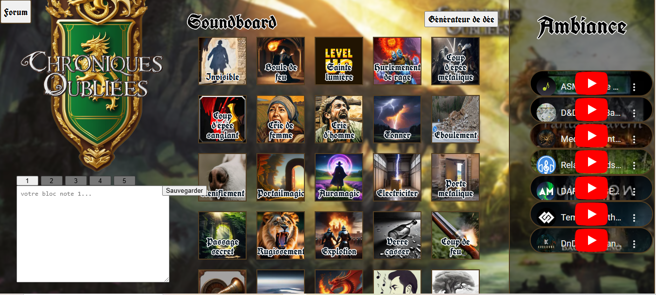 Soundboard Chroniques Oubliées